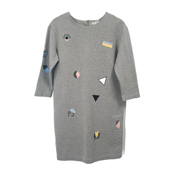 & Other Stories Sweatshirt Dress Gray Retro Print Sz Womens 6 - Picture 1 of 6